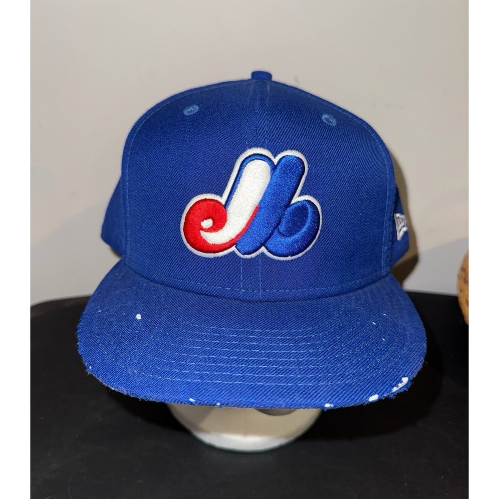 Vintage Montreal Expos New Era 59Fifty Pro Model Distressed Fitted Hat Sz 8